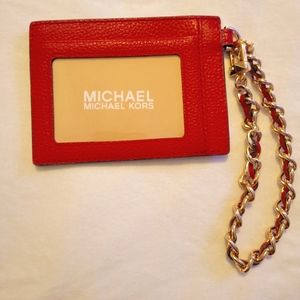 Michael Kors small red wristlet/wallet